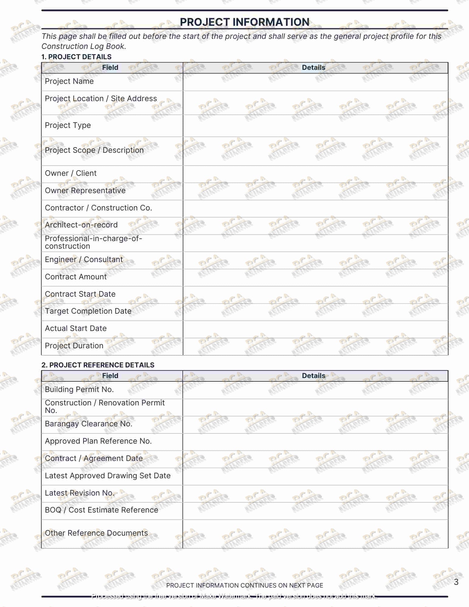 Construction Daily Log Book | Site Documentation Logbook for Contractors